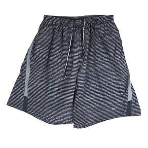 Nike Dri-FIT Black Gray Striped Shorts Sz L Lightweight Active Training 9" Lined